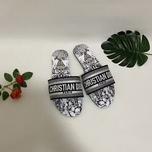 ❤️Dior Black White Monogram Print Flip Flops❤️